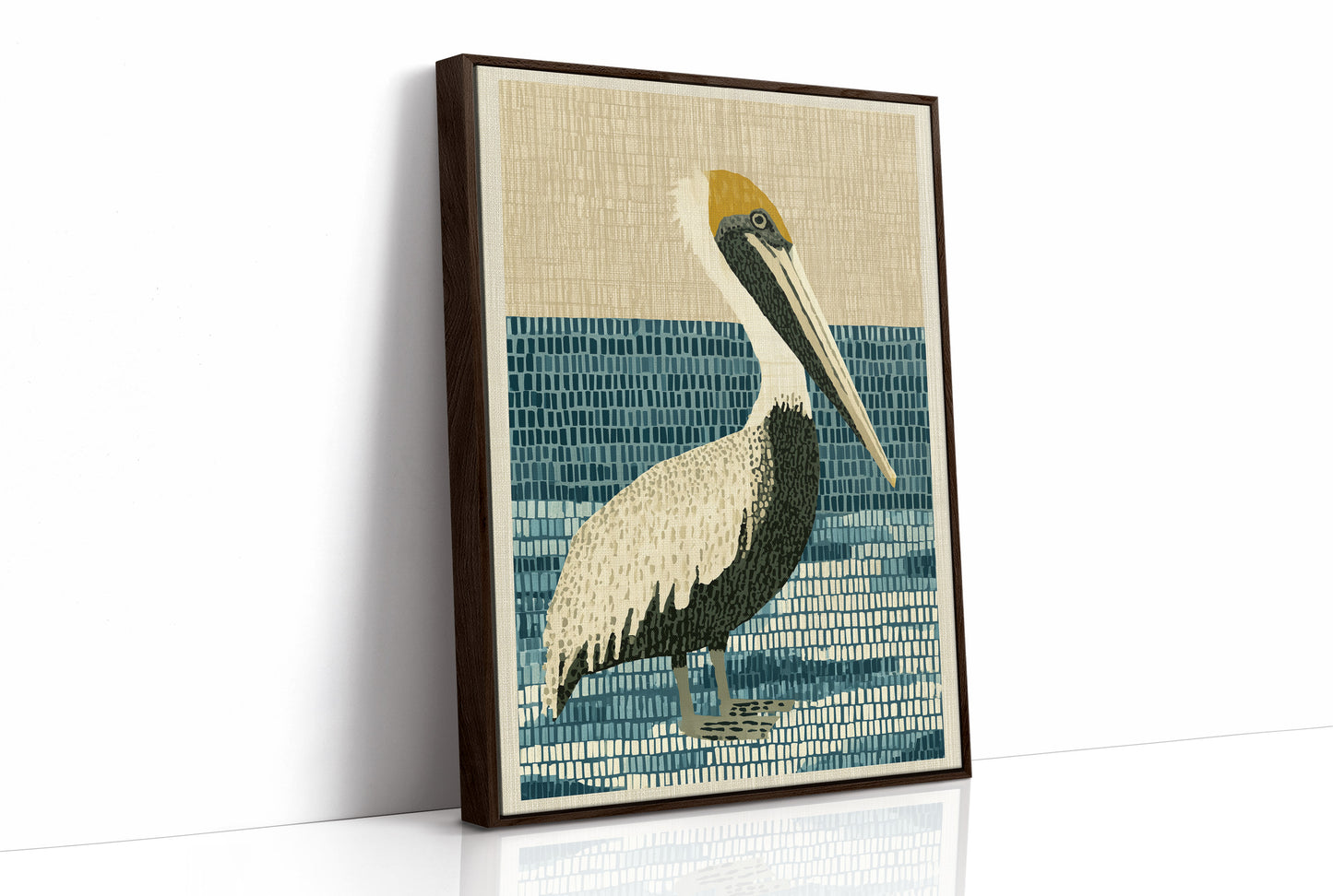 Pelican in Woven Waves