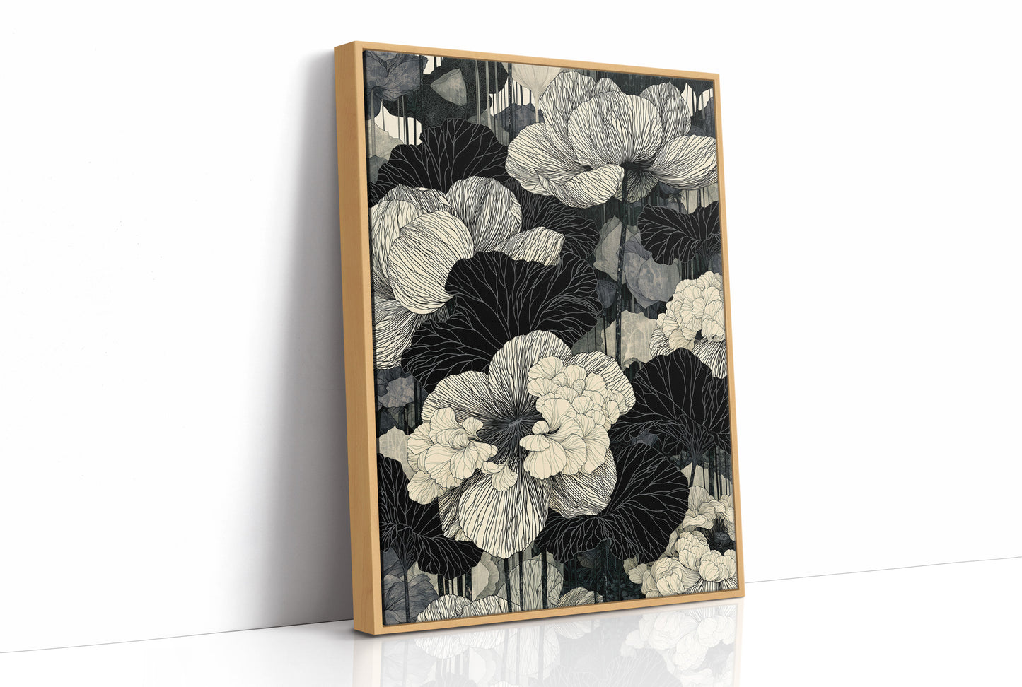 Poppies in Fine Black Ink