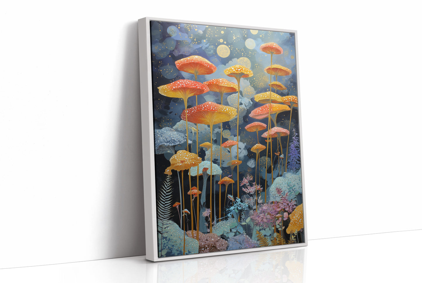 Luminous Mushrooms Dance Under Stars