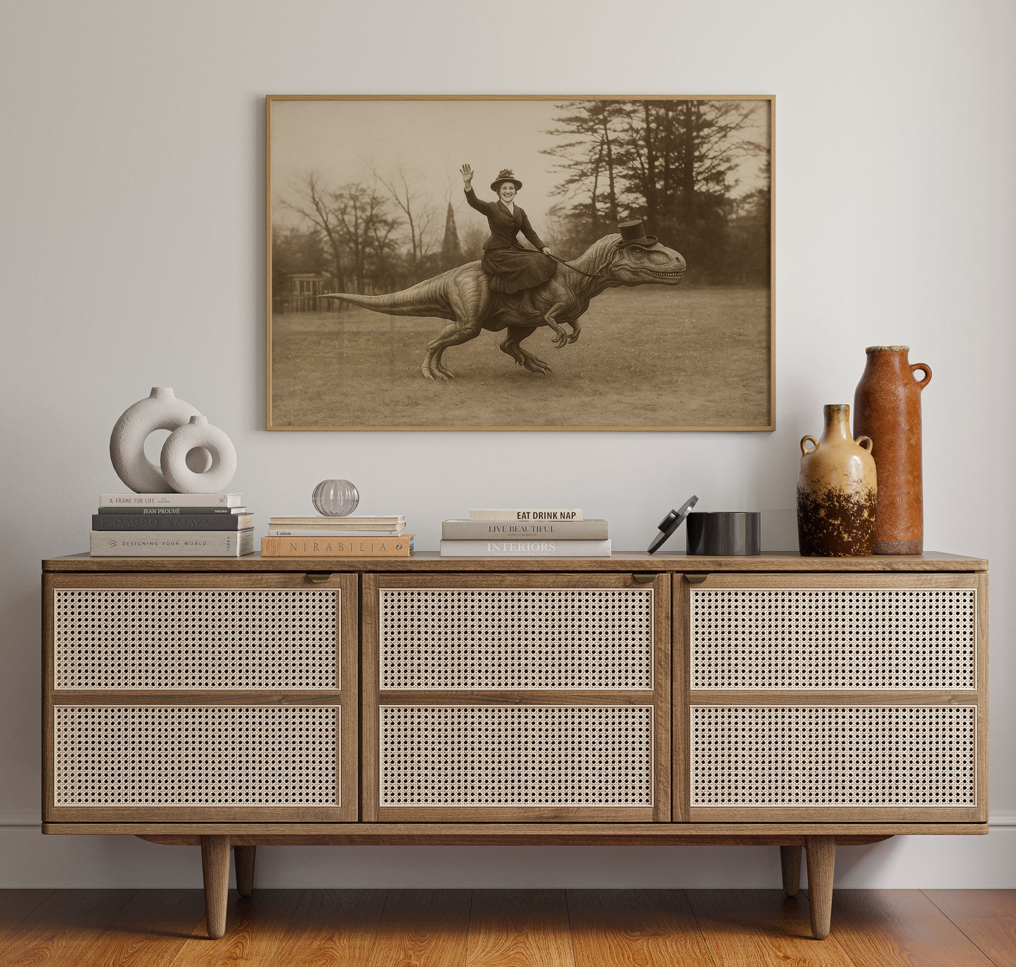 Victorian Lady Riding a Top-Hat T-Rex