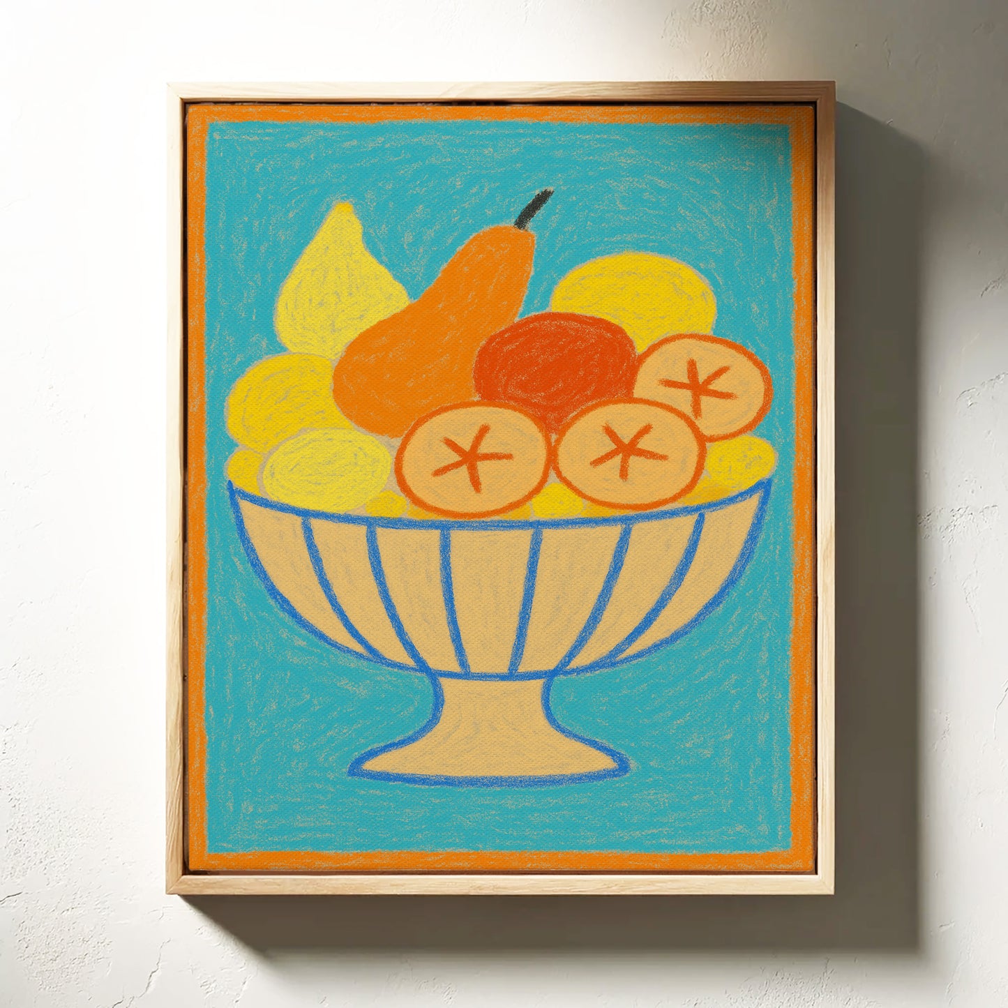 Sunny Fruit Bowl on Blue