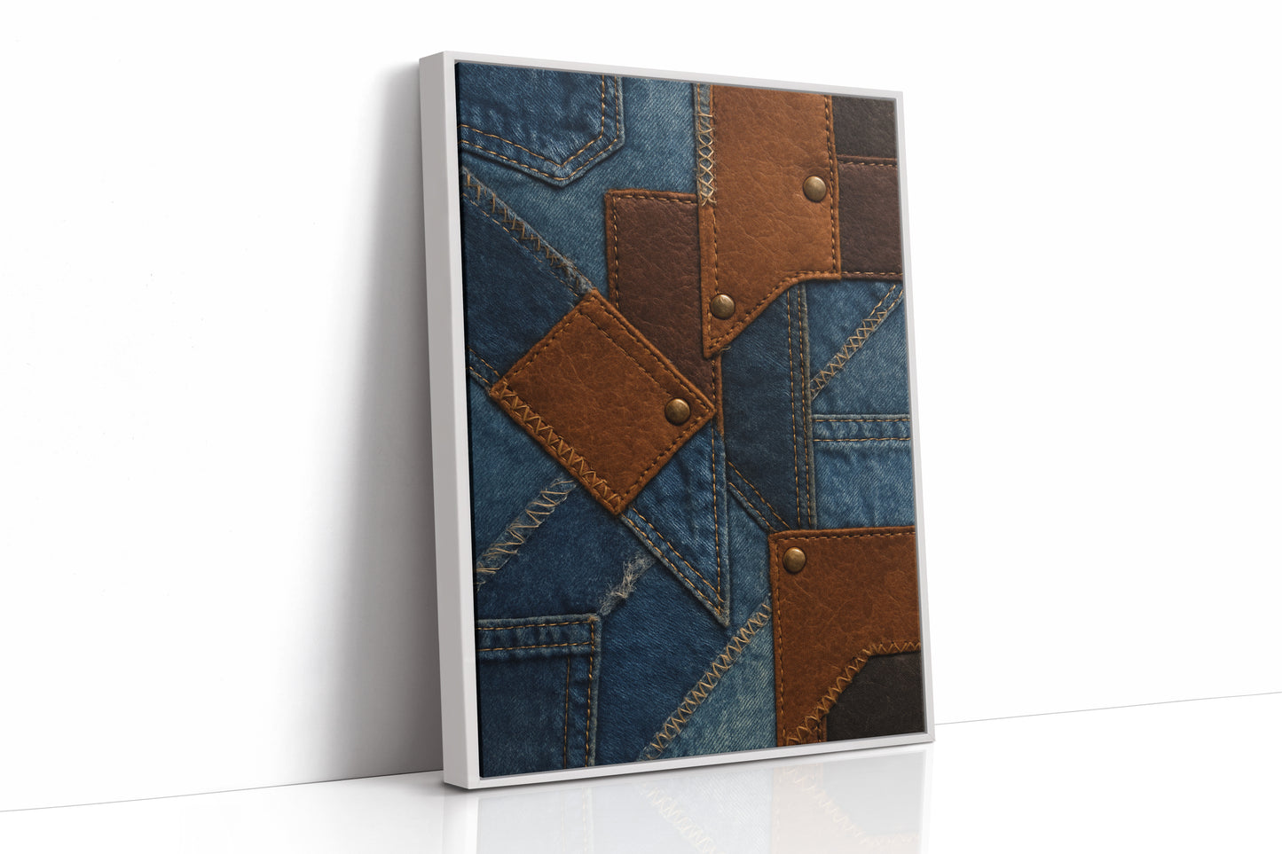 Western Patchwork Denim and Leather Print