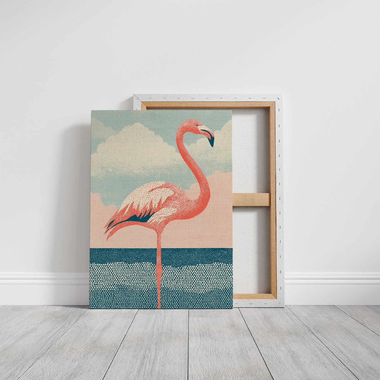 Flamingo Against Cotton Candy Clouds