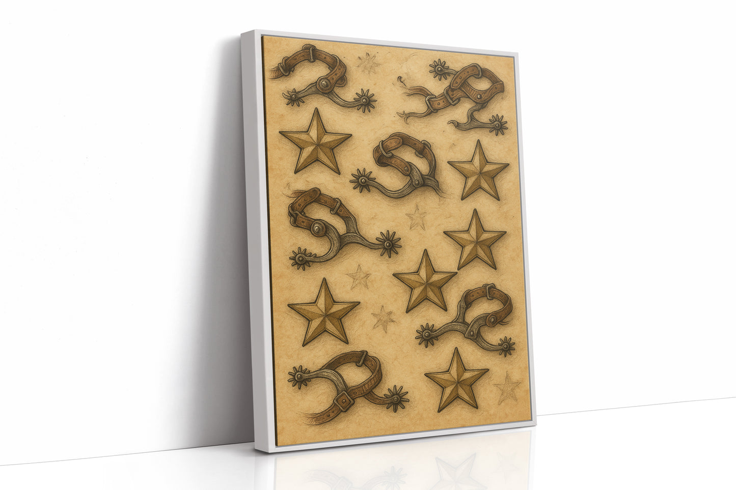 Western Spurs and Stars Vintage Print