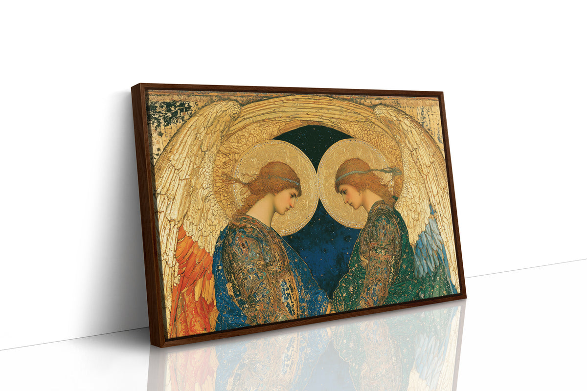 Twin Angels Beneath Golden Wings