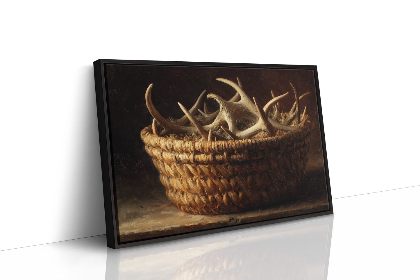 Antlers Gathered In Woven Basket