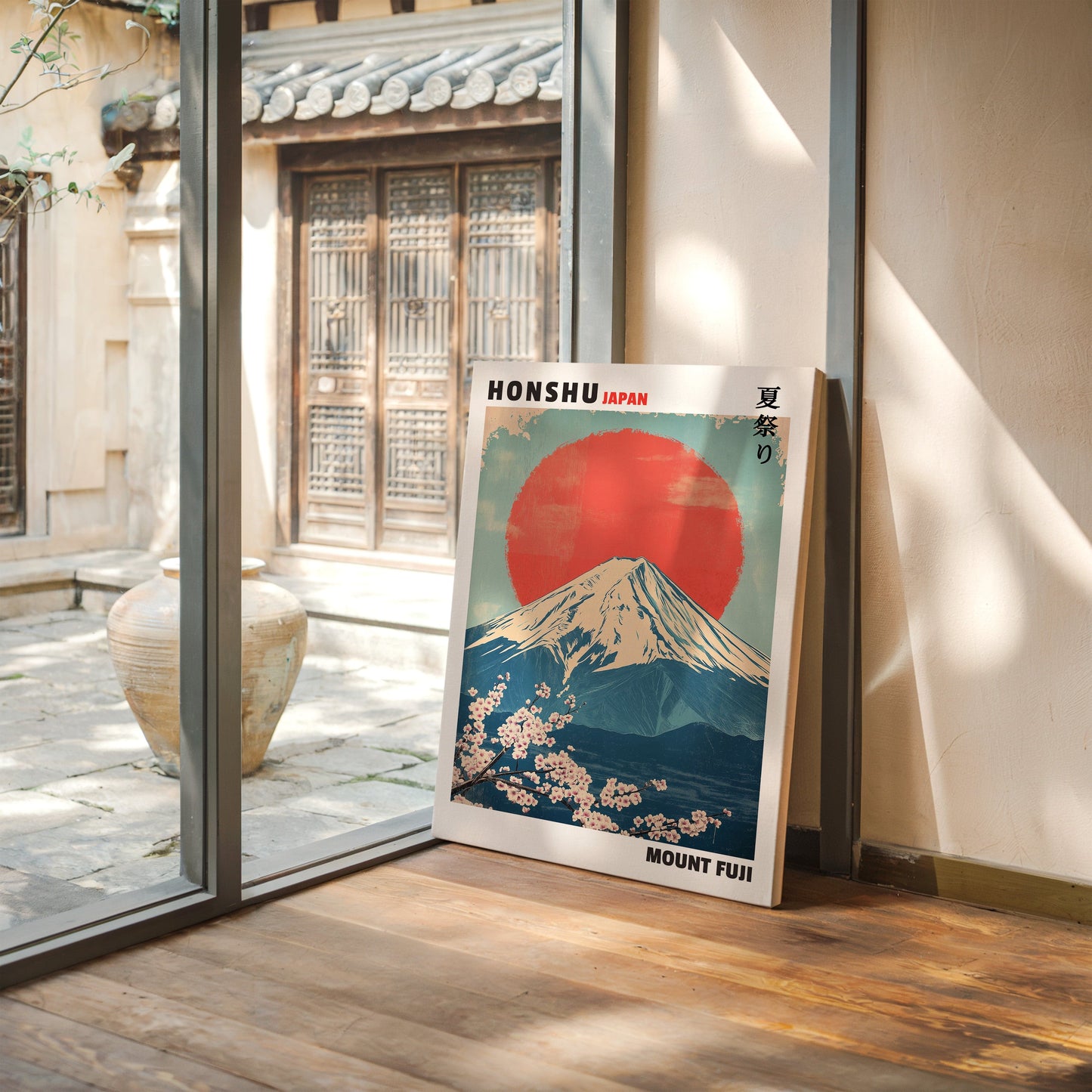 Vintage Mount Fuji – Rising Sun & Cherry Blossoms