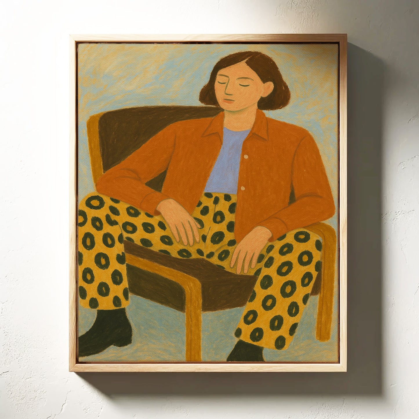 Still Moment in Patterned Pants