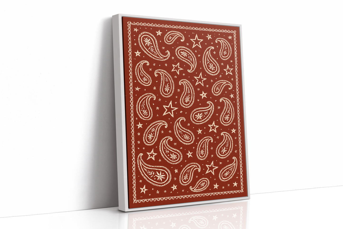 Vintage Red Bandana Star Paisley Print