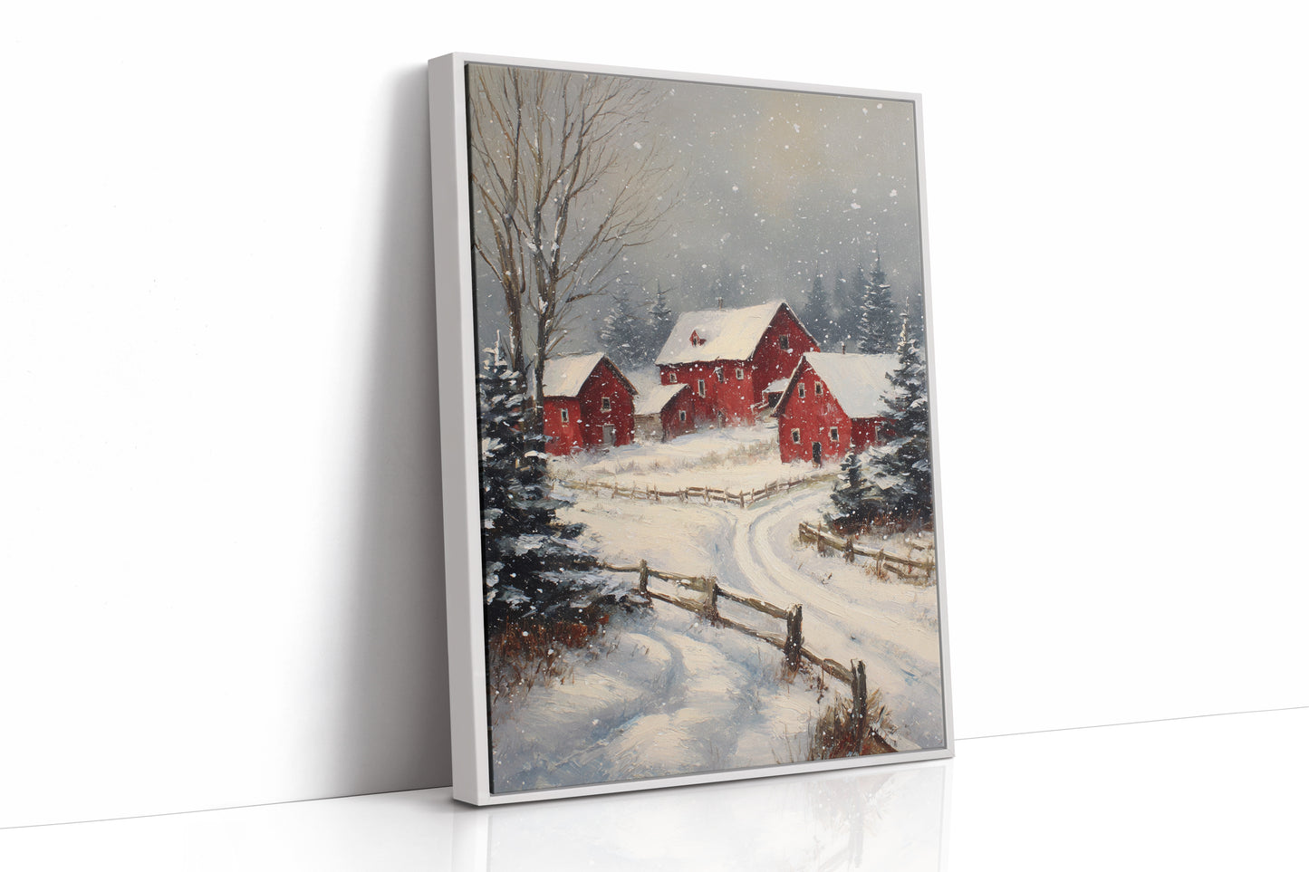Crimson Cabins Beneath Winter's Veil