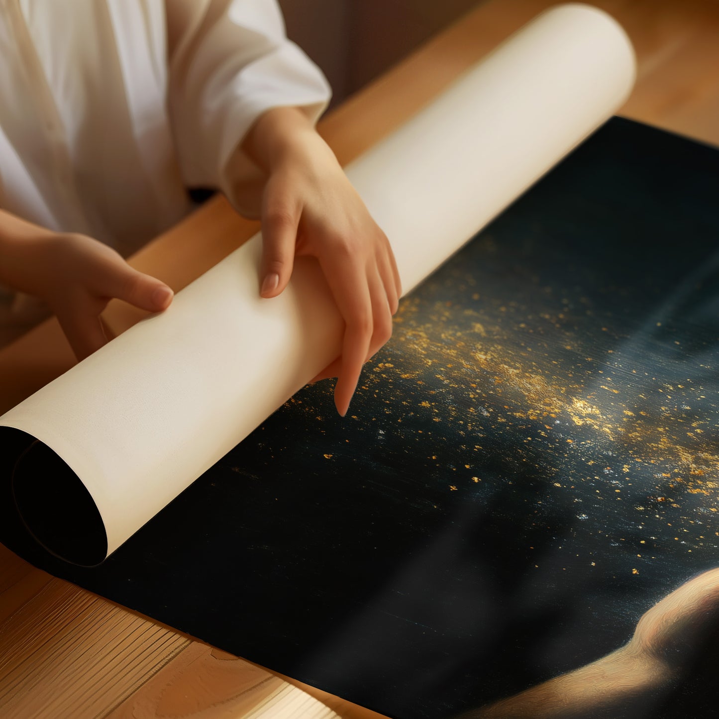 Golden Dust Caught Between Fingertips