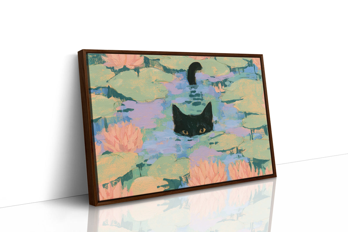 Water Lilies Cat Peekaboo
