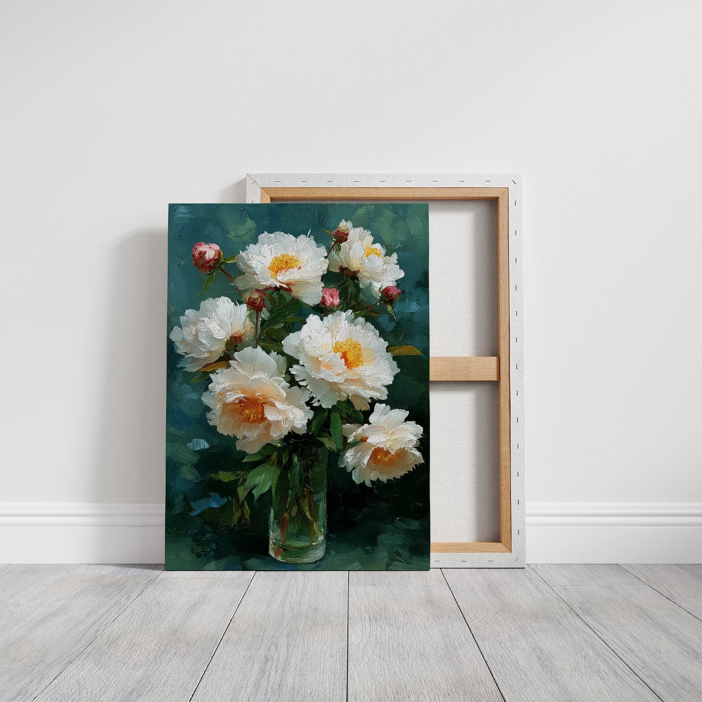 White Peonies in a Glass at Dusk