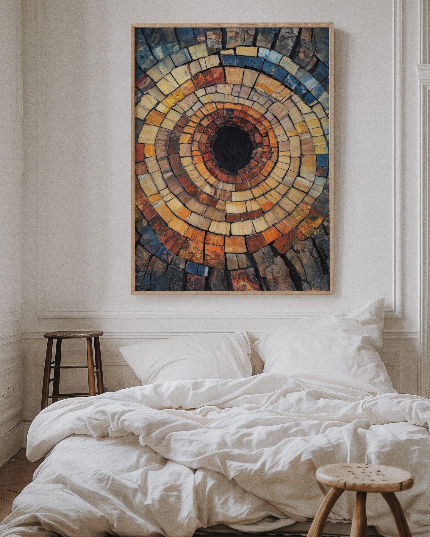 Petrified Wood Spiral – Rustic Earth-Toned Abstract Wall Art