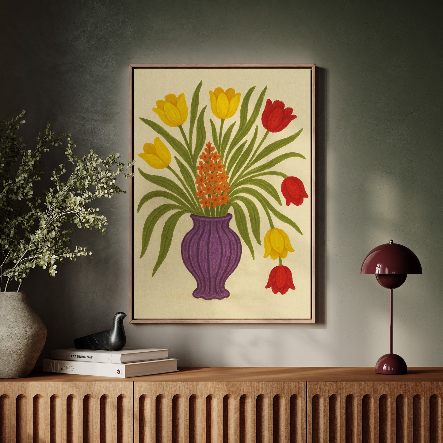 Tulips in a Plum Vase