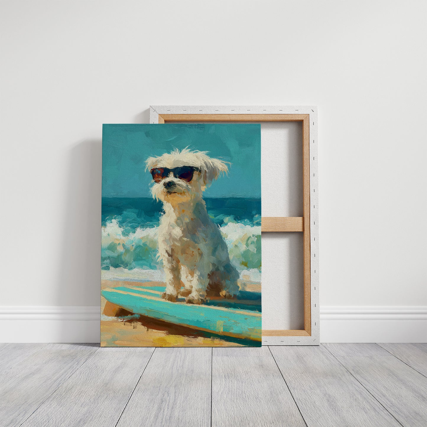 Beach Day Cool: Pup on a Surfboard
