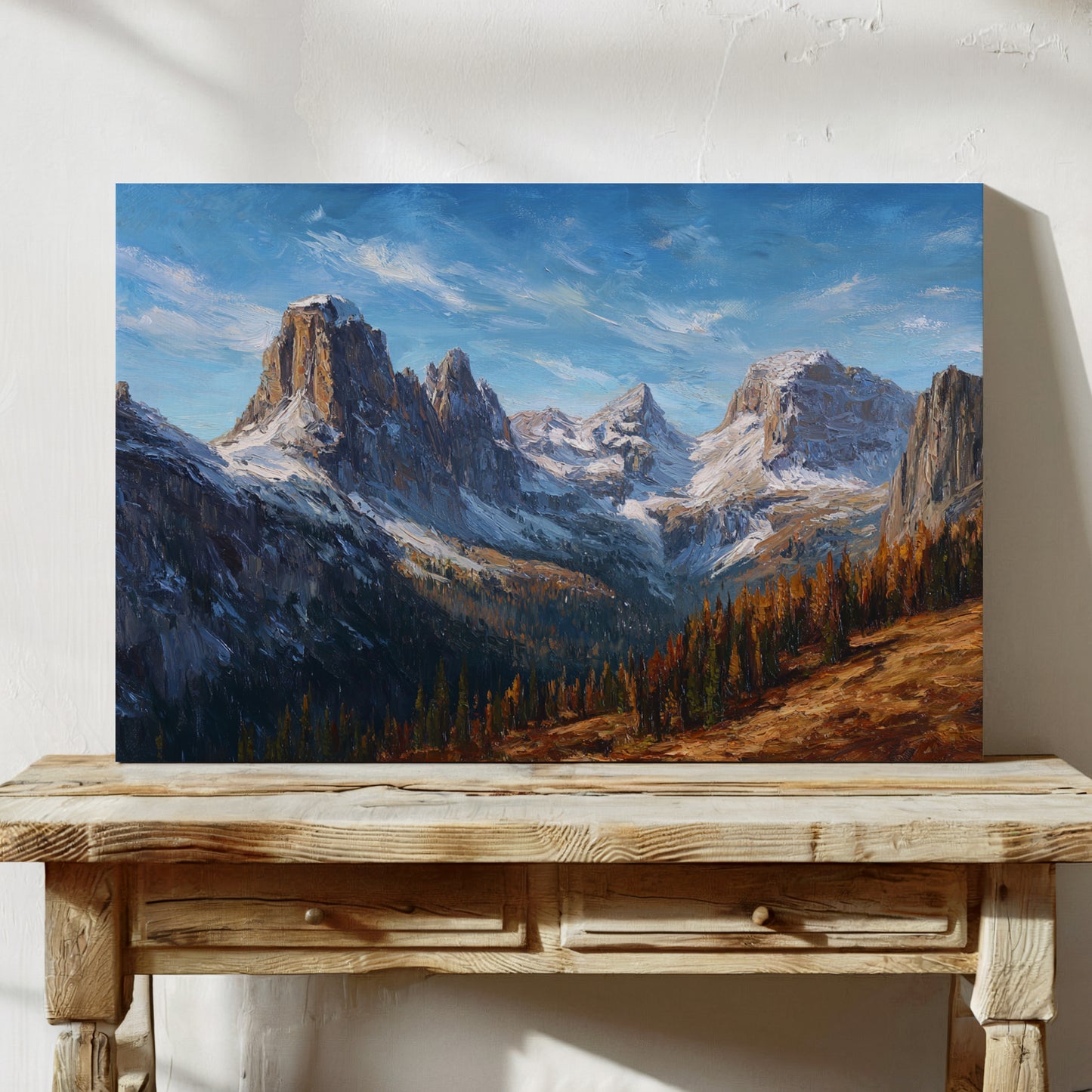 Autumn Pines Meet Winter Peaks