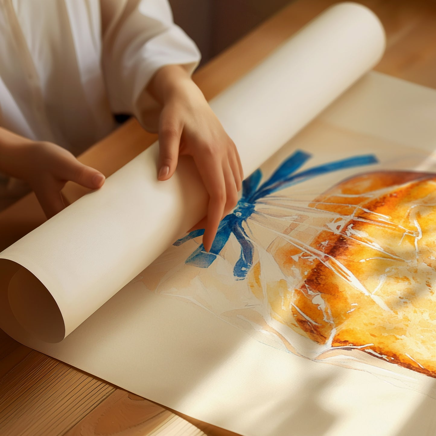 Fresh Bread Wrapped In Blue