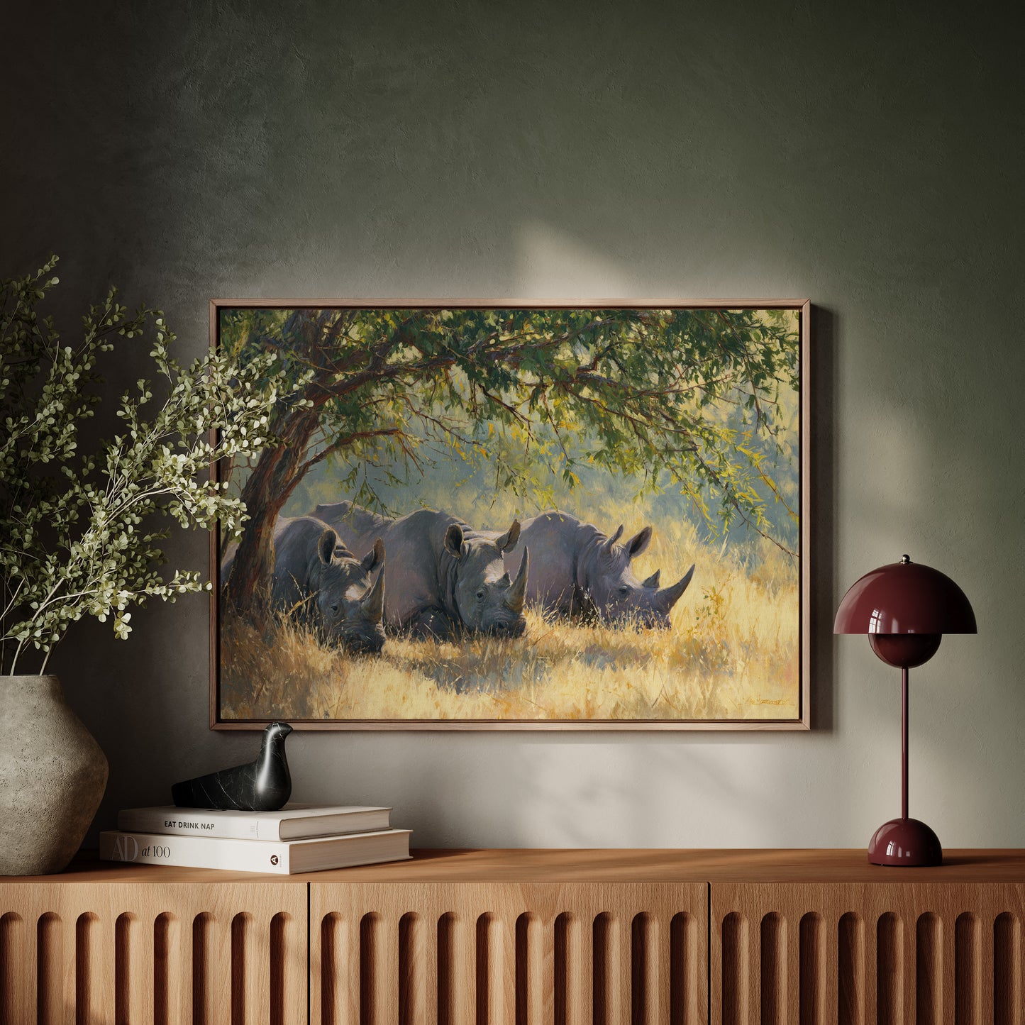 Three Giants Rest In Golden Grass