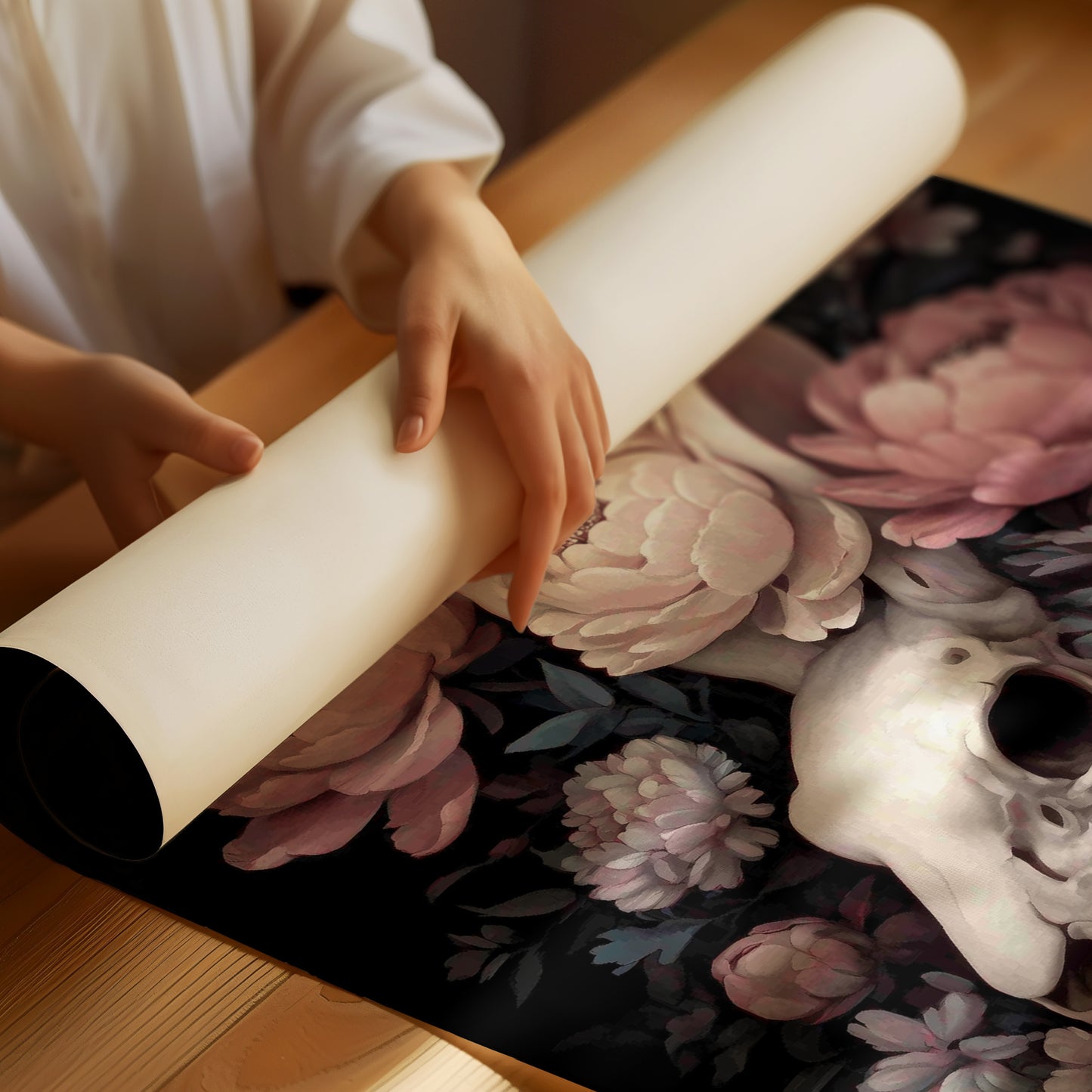 Skull Blossoms Against Velvet Night