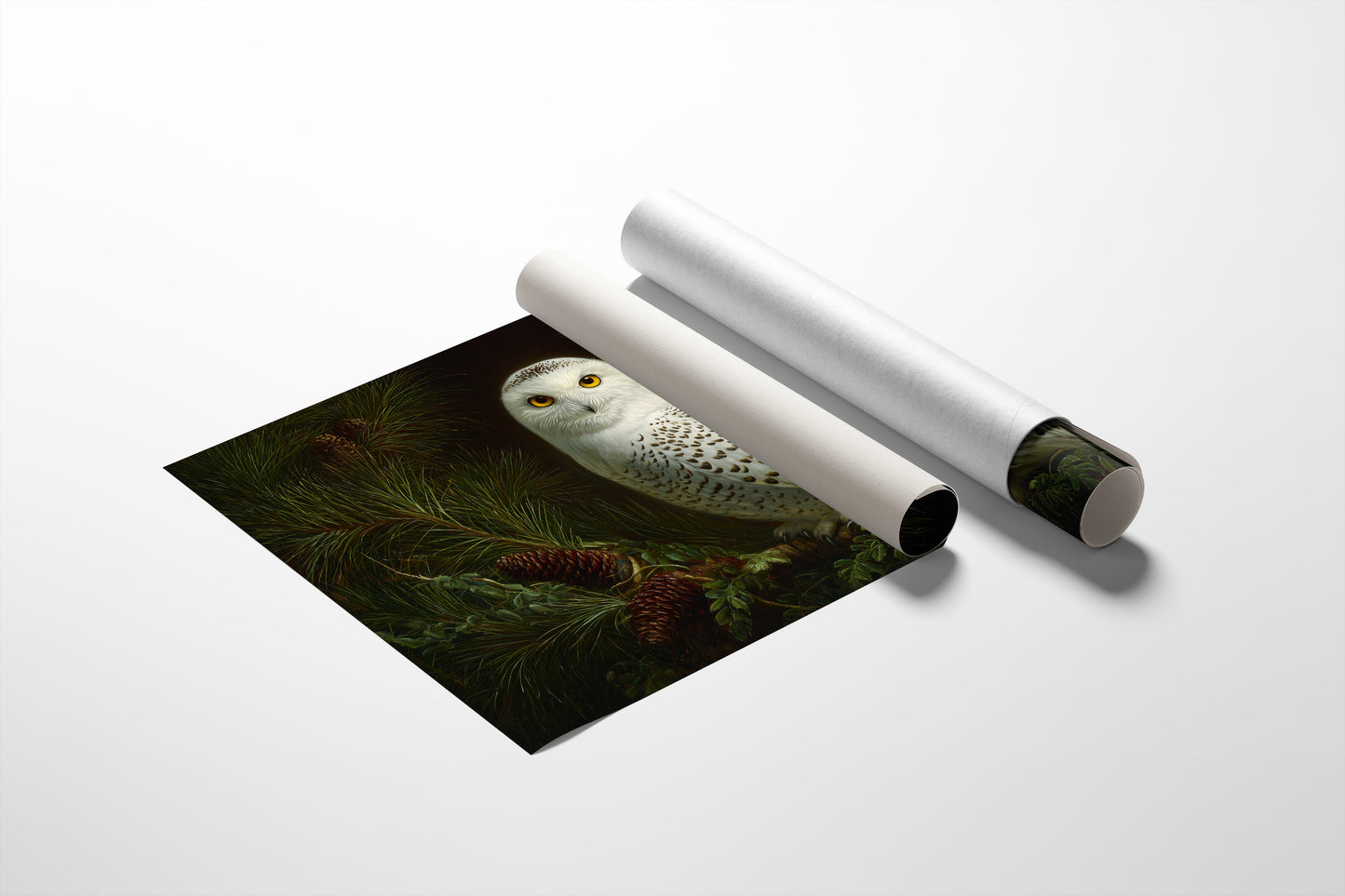 Arctic Sentinel Among Pine Boughs