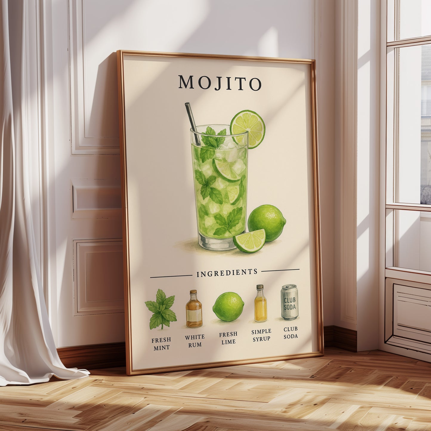 Mojito Cocktail Recipe Art Print