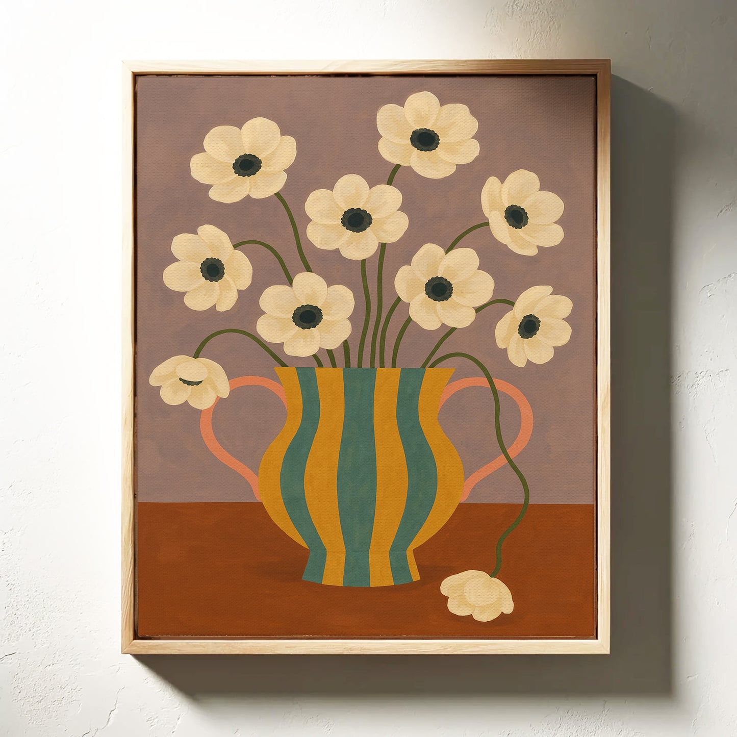 Falling Bloom in a Striped Vase