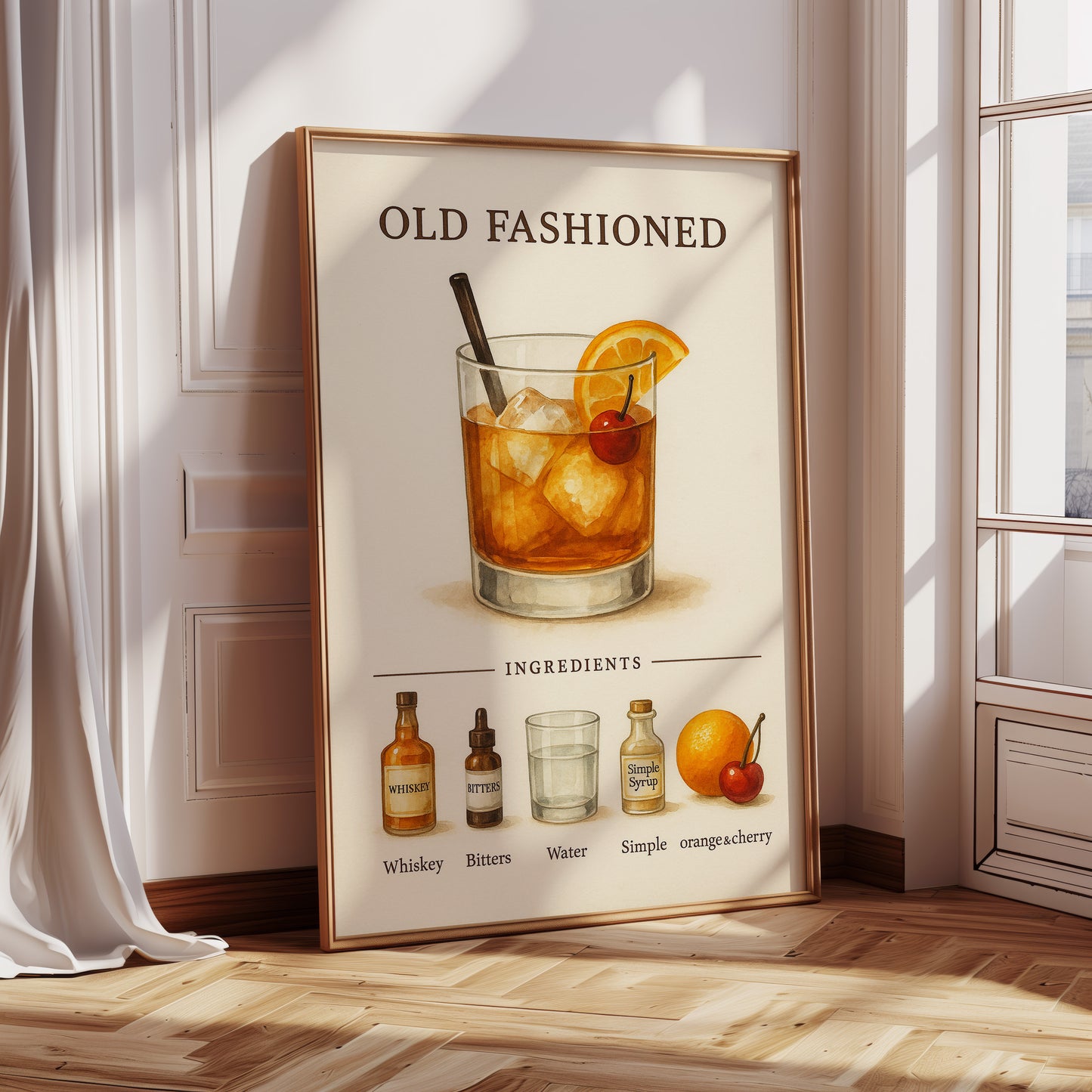 Old Fashioned Cocktail Recipe Art Print