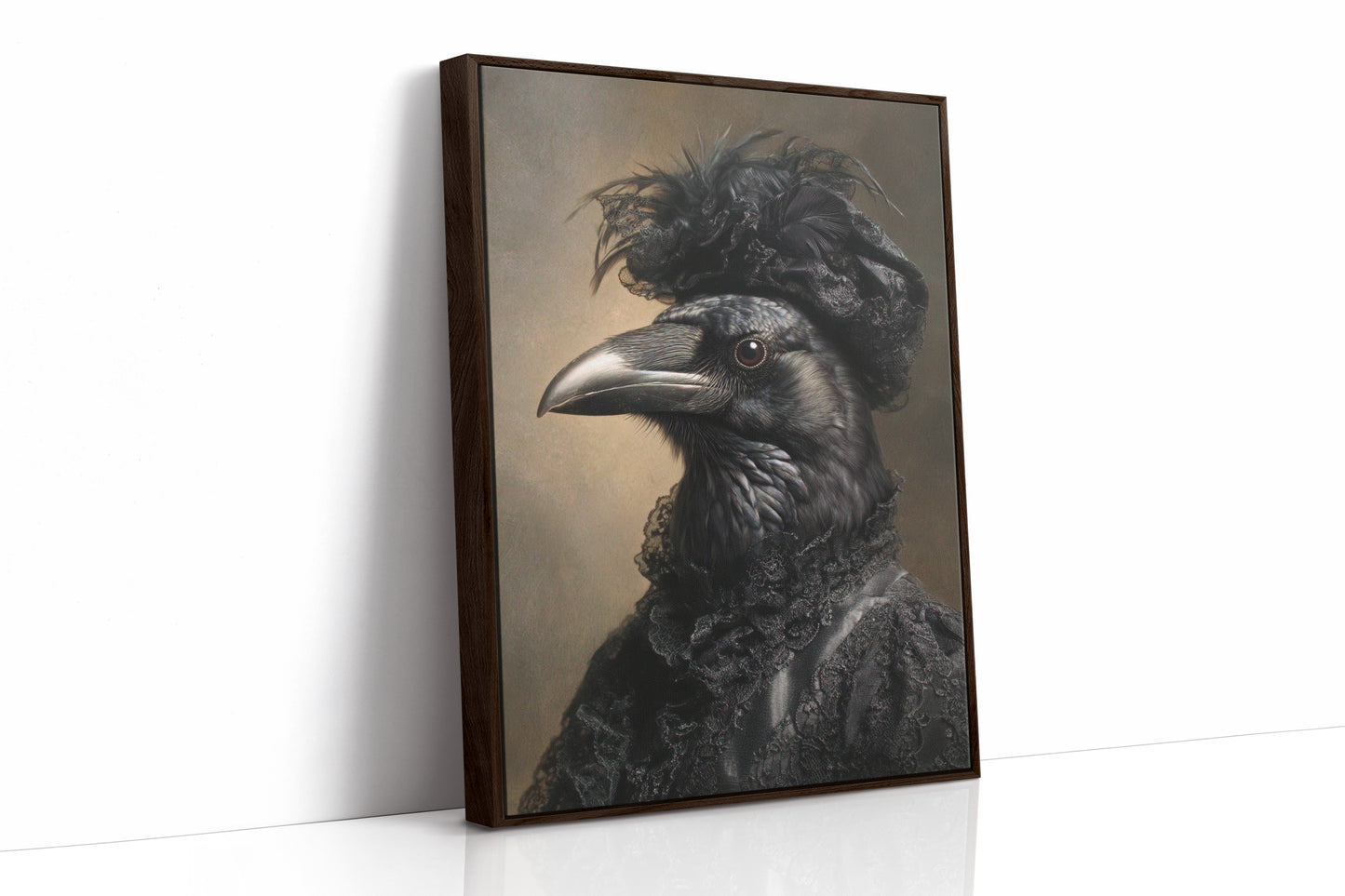 Elegantly Dressed Raven in Lace