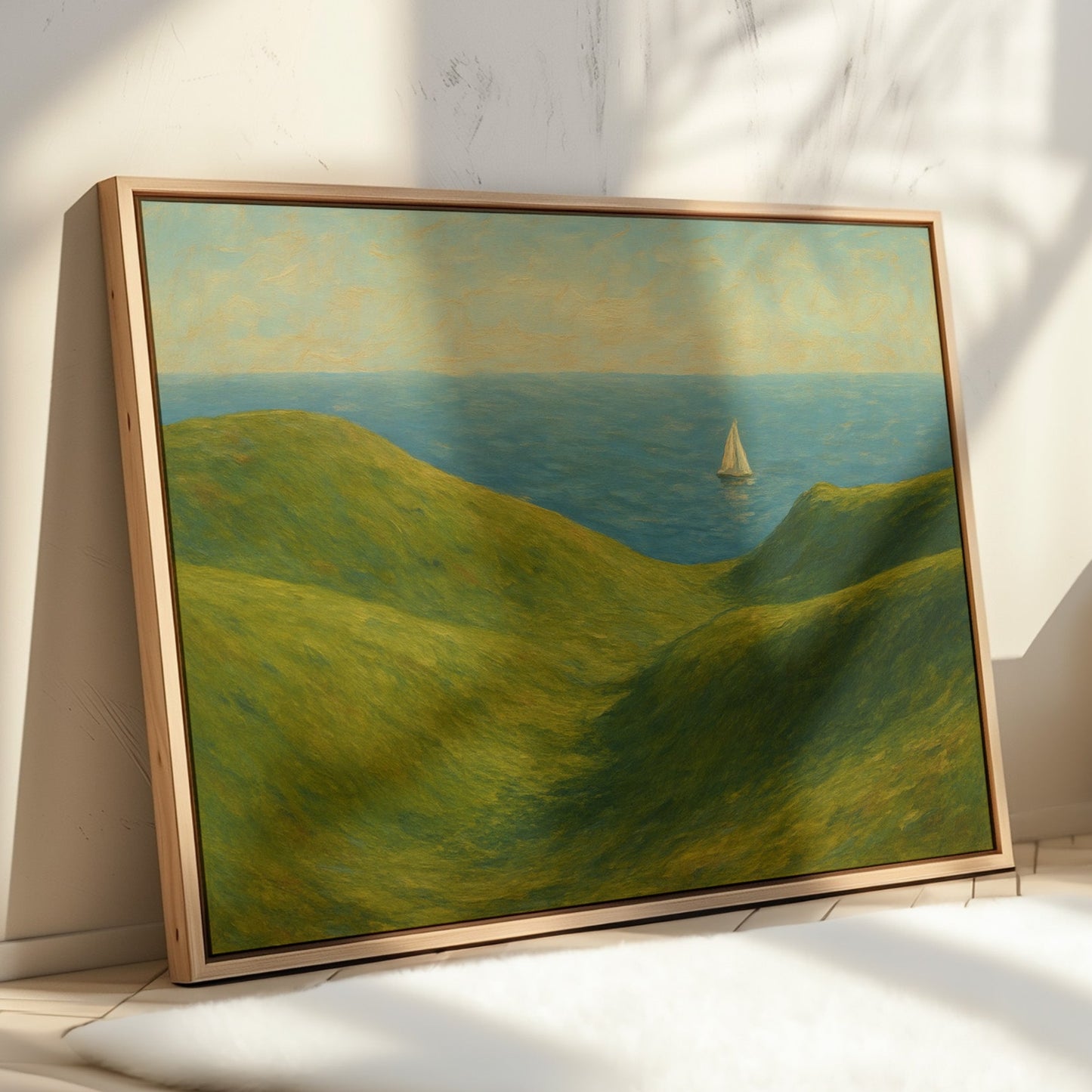 Sailboat Beyond the Green Hills