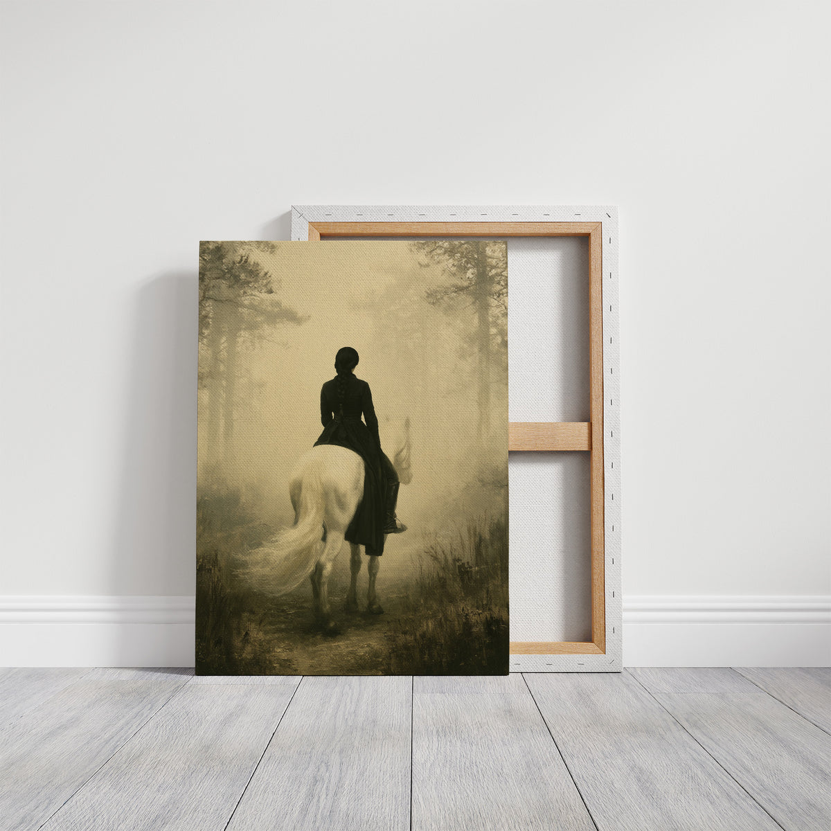 Rider in the Mist: Woman on a White Horse