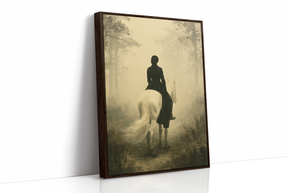 Rider in the Mist: Woman on a White Horse