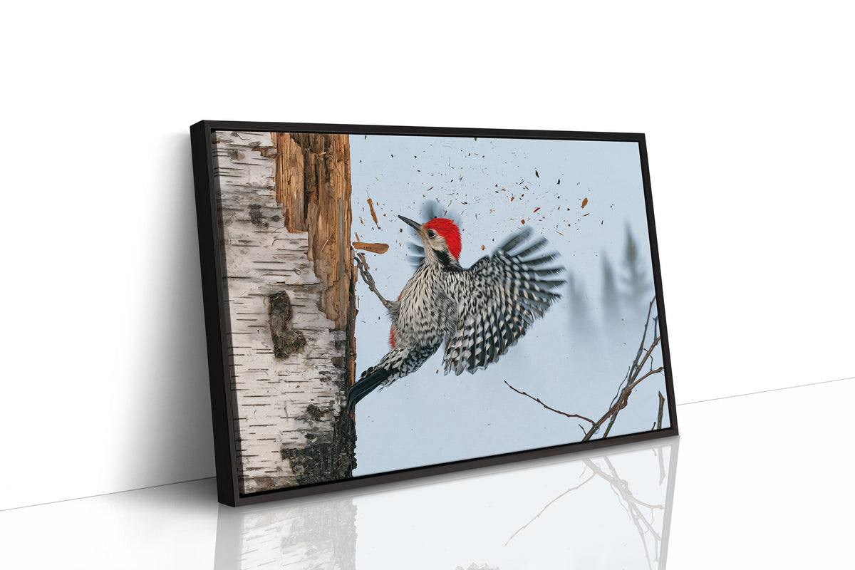 Woodpecker in Mid-Strike