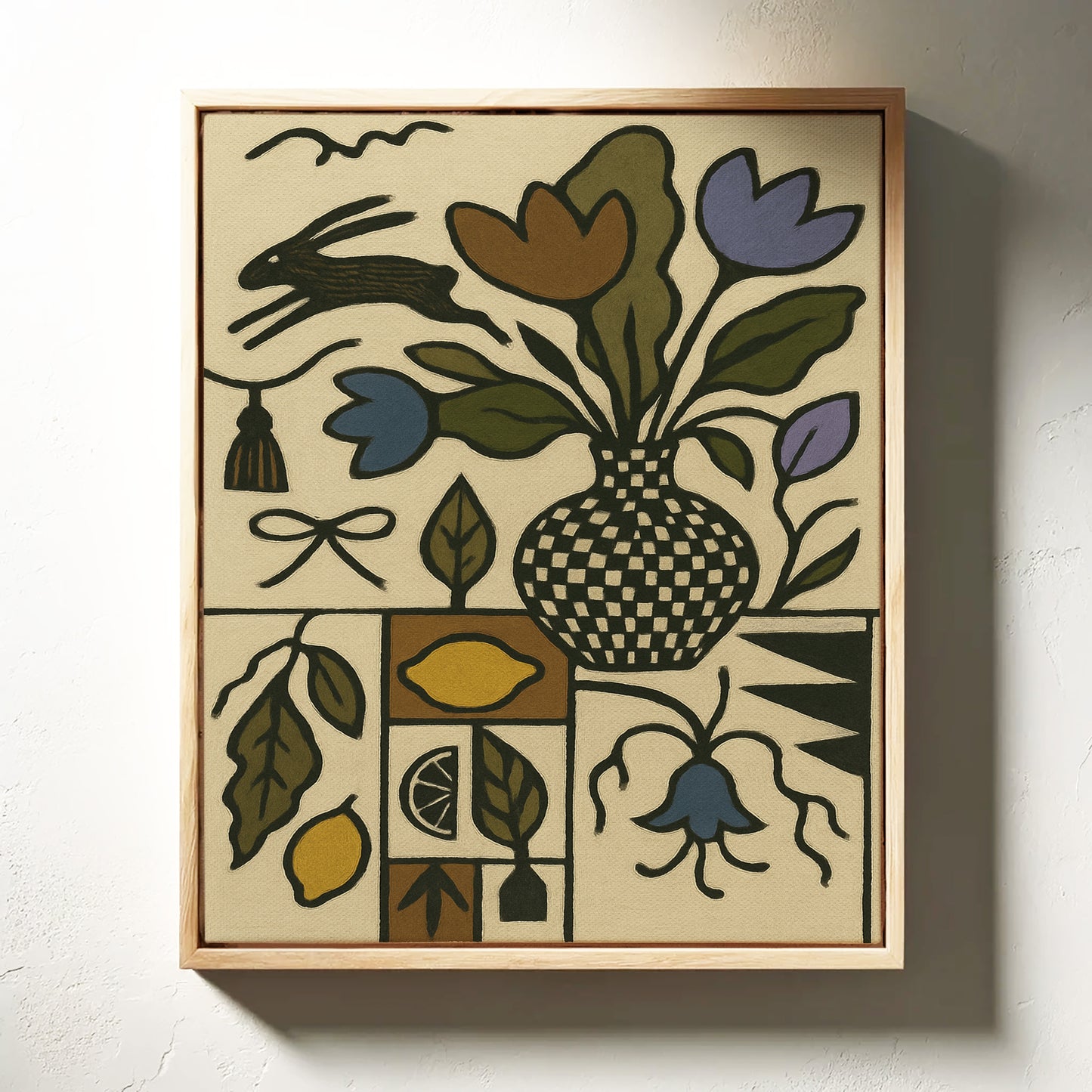 Lemon Rabbit Folk Vase