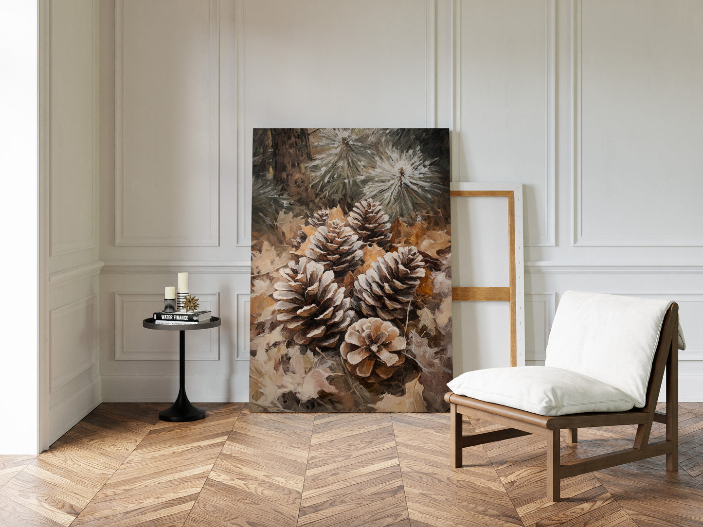 Winter Pinecone Forest Art Print - Rustic Nature Decor - Gallery Canvas image 4