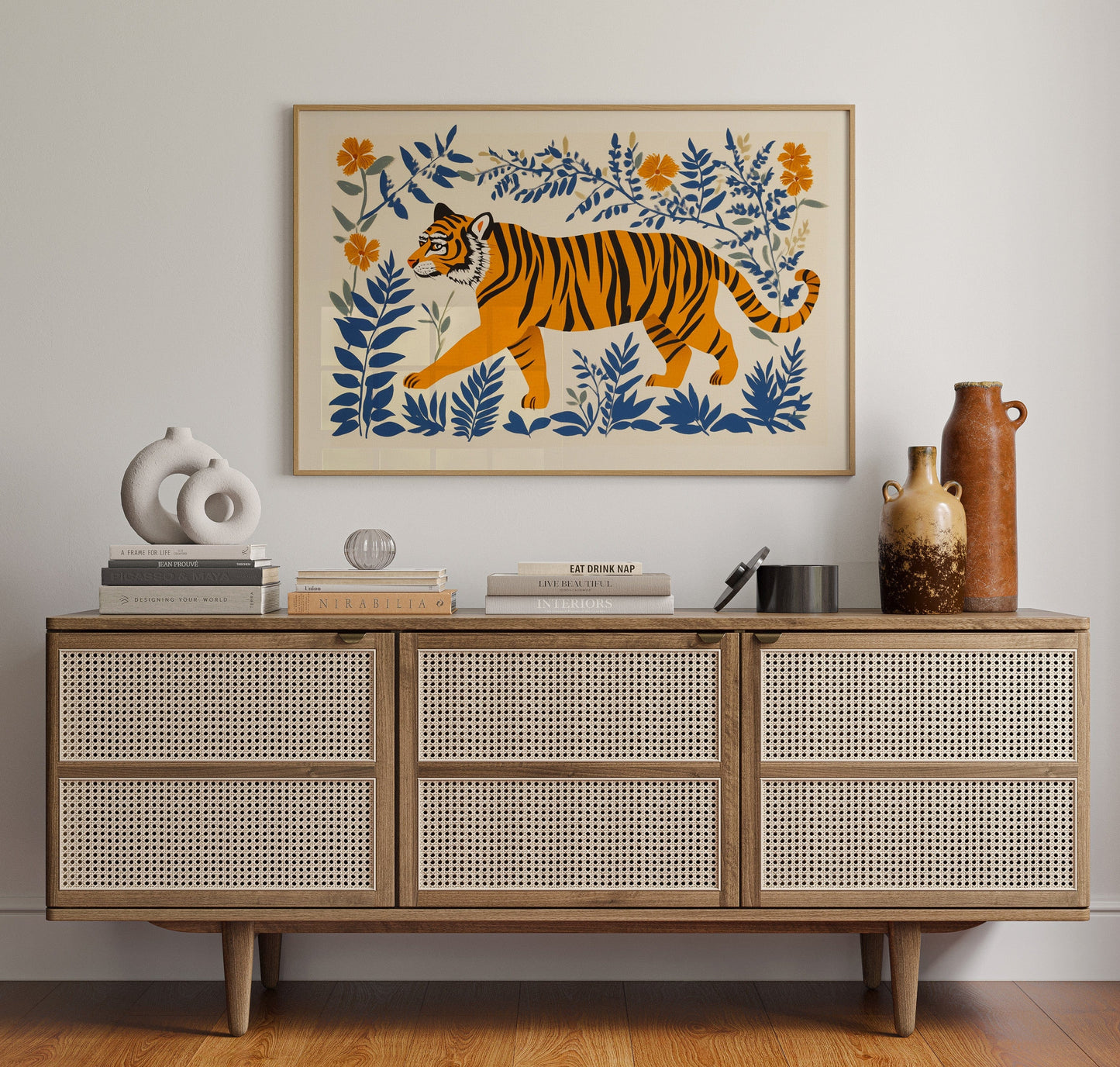 Majestic Tiger Print – Bold Jungle Art, Modern Folk Style Wall Decor