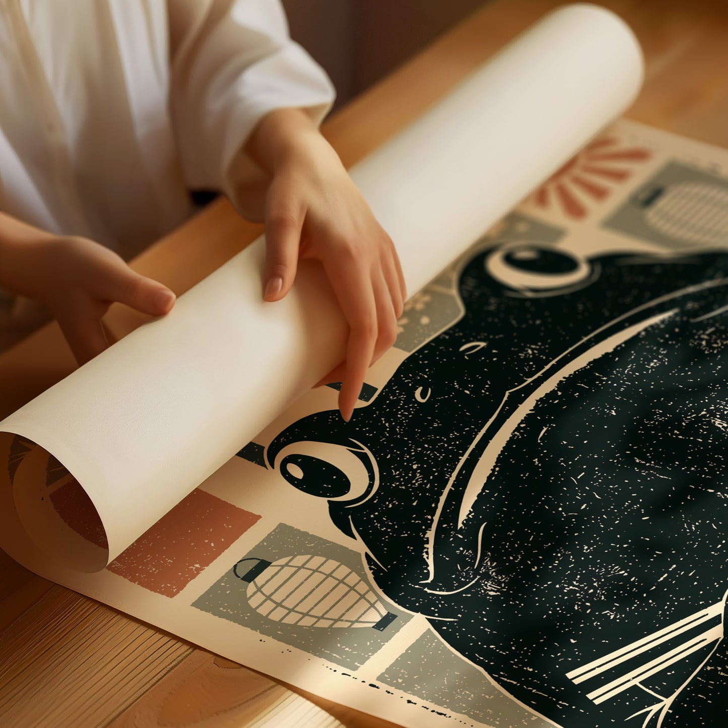 Ramen Toad: A Woodblock Frog's Feast