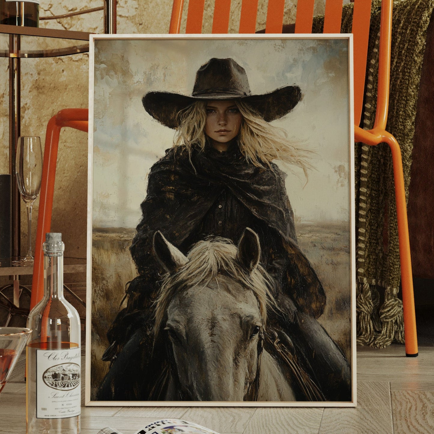 Rider in Black on White Horse