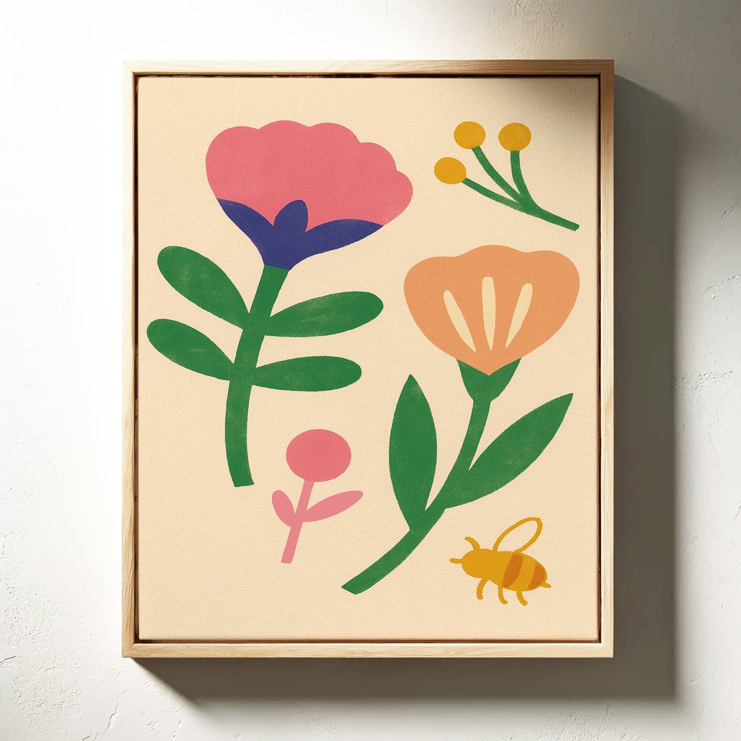 Bumblebee and Blossoms on Cream