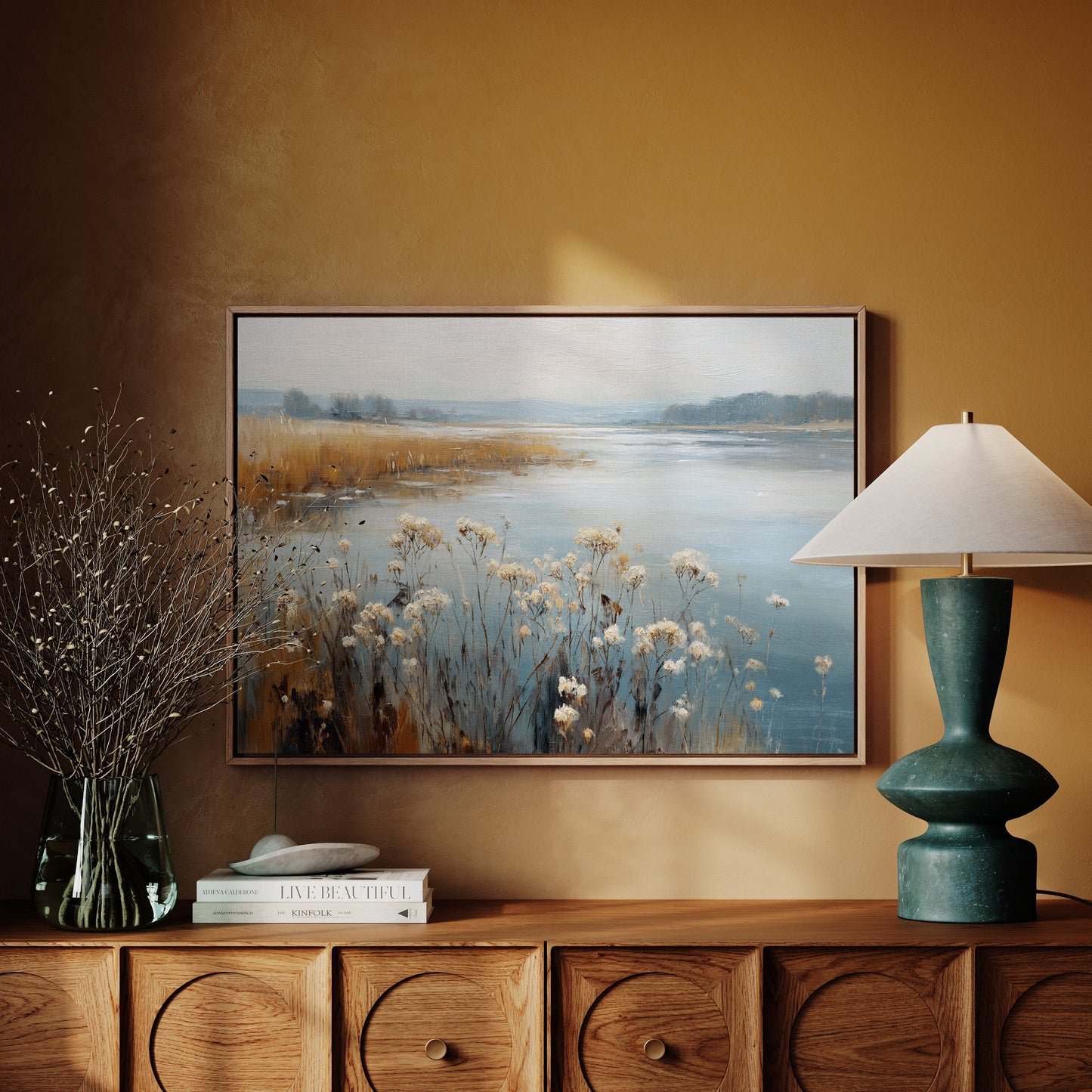 Winter Wildflowers Rest By Lake
