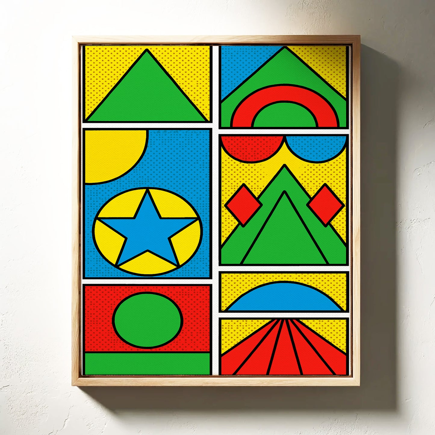 Pop Geometry in Primary Color Panels