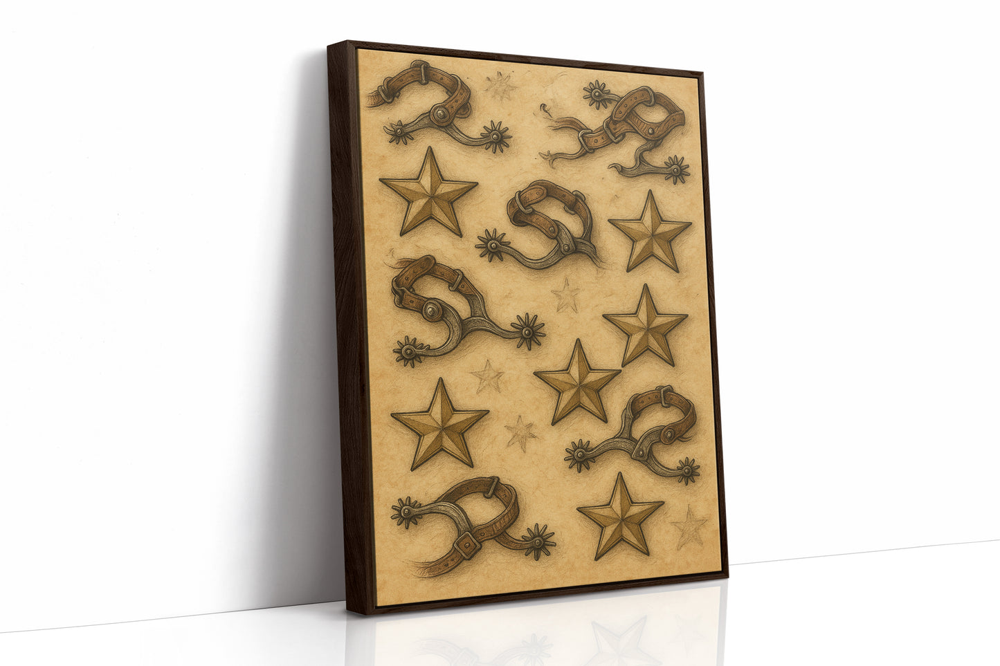 Western Spurs and Stars Vintage Print