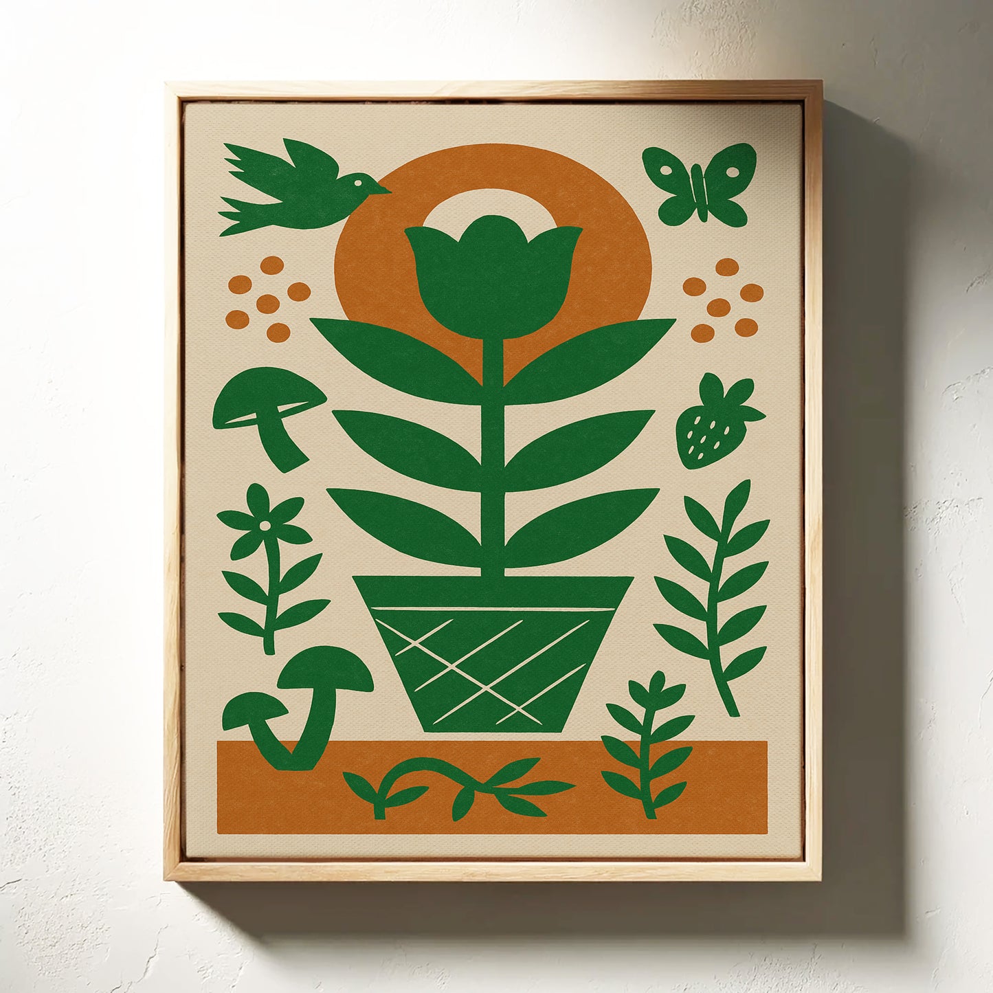 Folk Garden with Bird and Butterfly