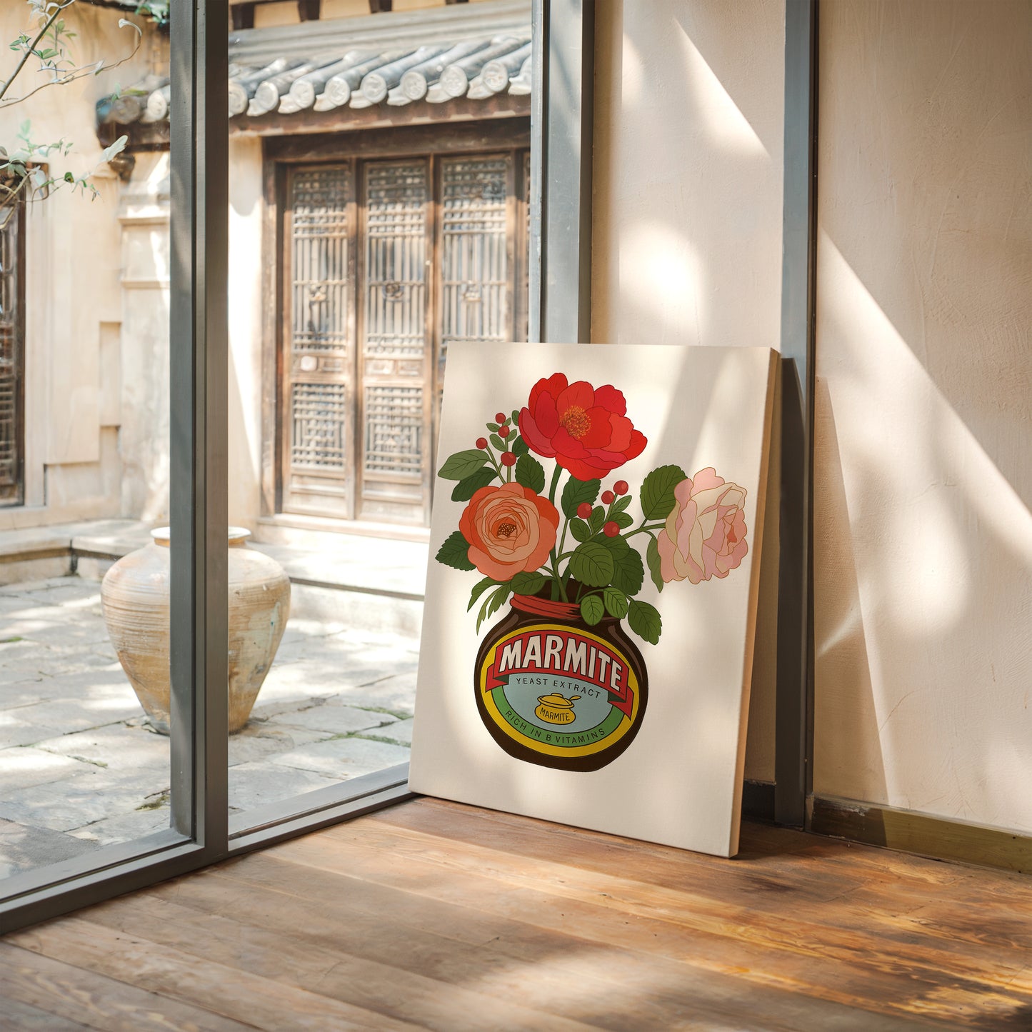 Roses in a Marmite Jar