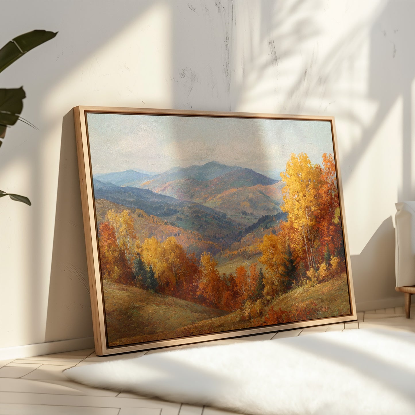 Autumn's Embrace on Distant Hills