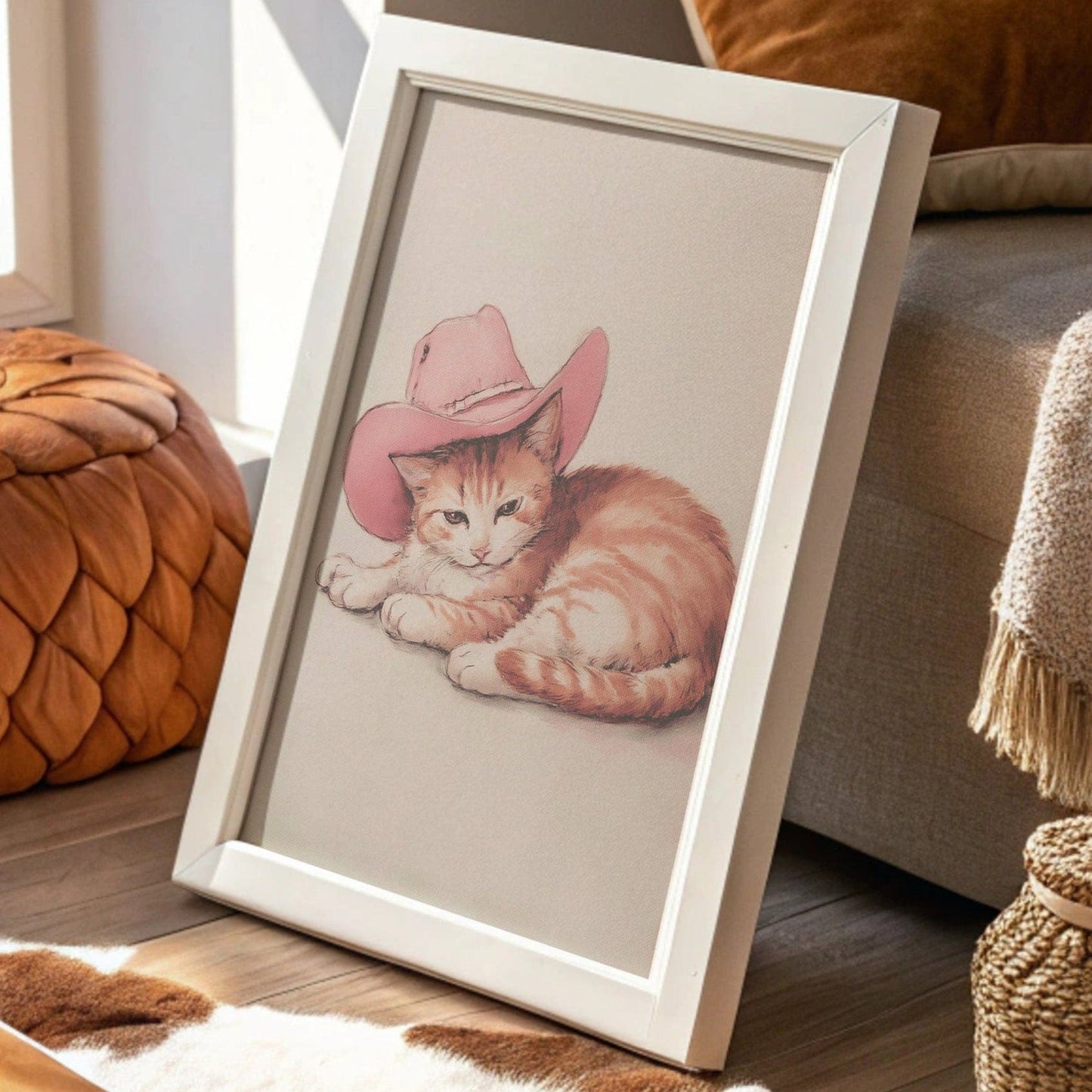 Ranch Cat Borrows Pink Cowboy Hat