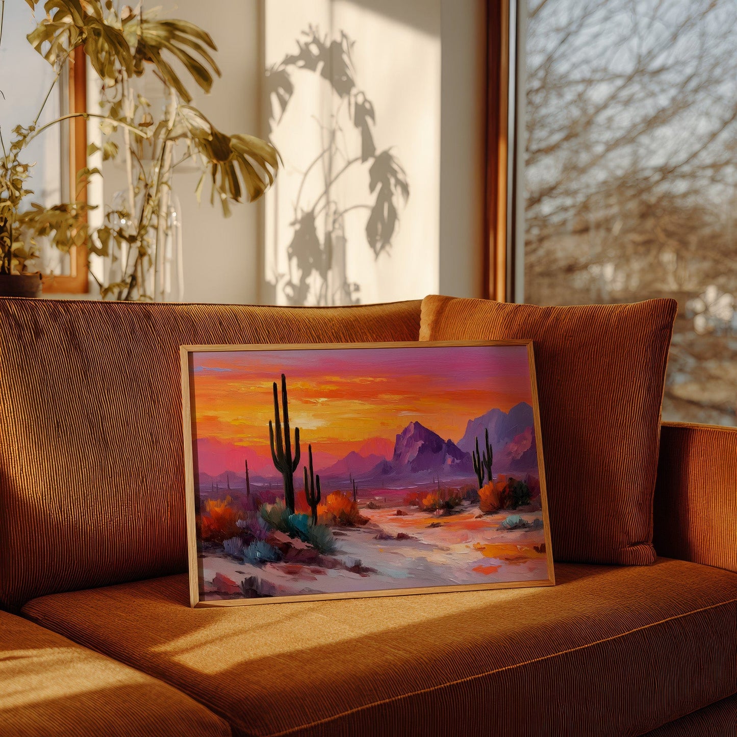 Saguaros Dance In Twilight Fire