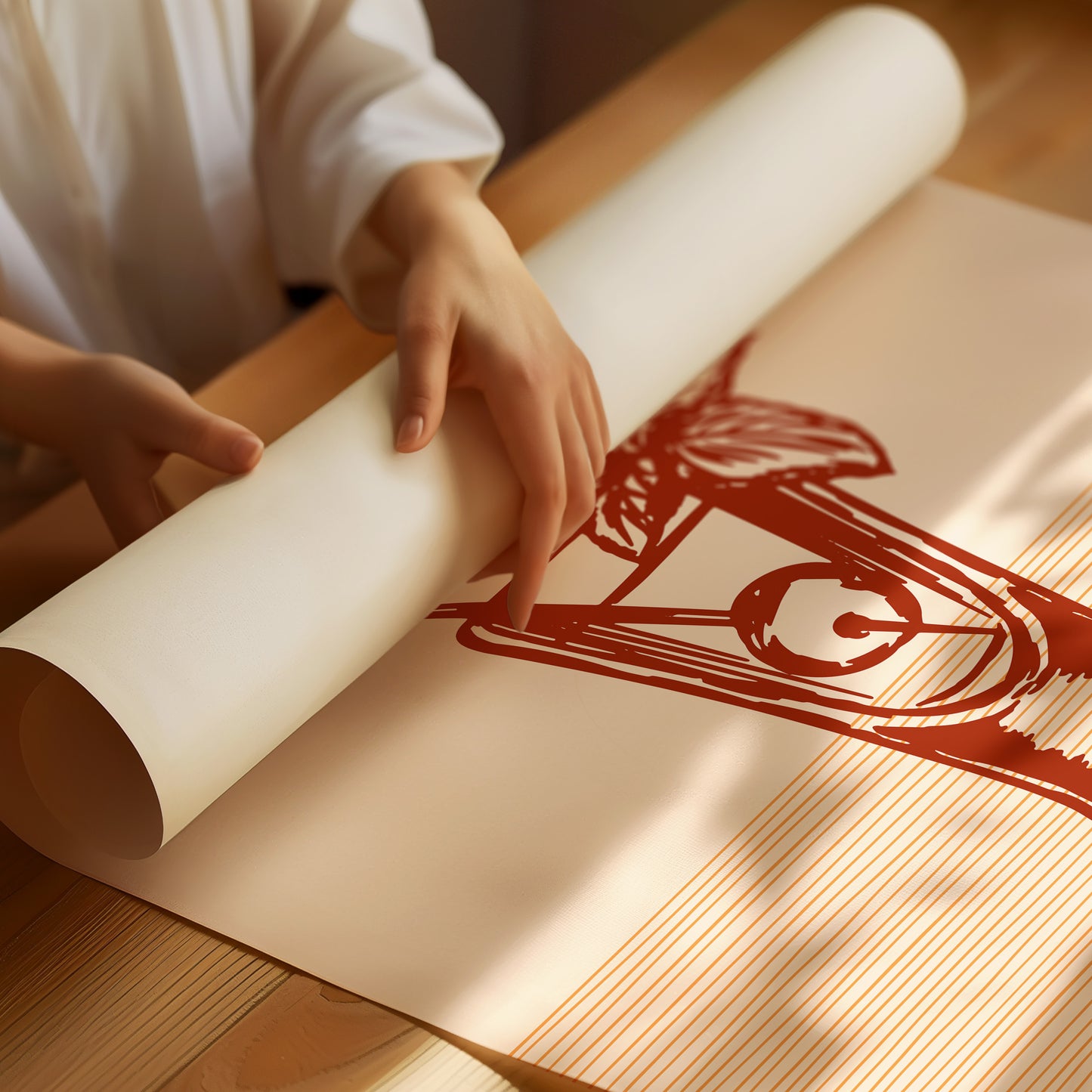 Mint Leaves Float Above Sunset Lines