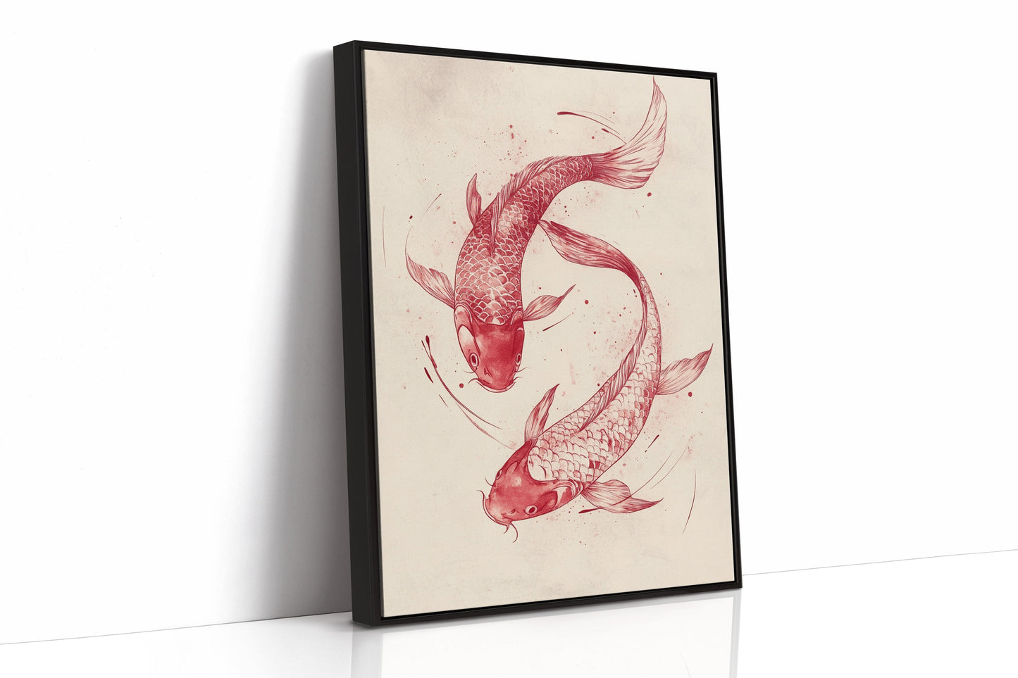 Koi Fish Wall Art – Minimalist Japanese Ink Print, Zen Decor