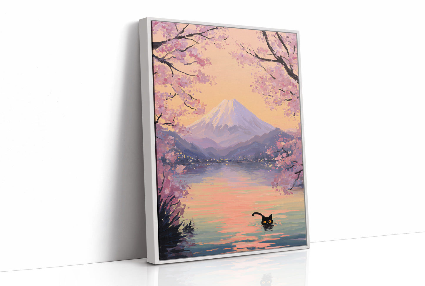 Curious Cat Meets Cherry Blossom Lake